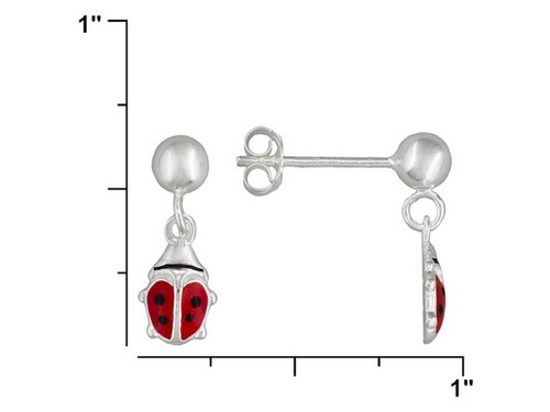 Ladybug Cute Girls Dangle Earrings Made in 925 Sterling silver - 第 2/2 張圖片