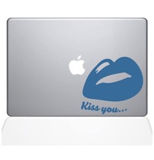 The Decal Guru Kiss Your Lips Decal Vinyl Sticker, 15" MacBook Pro - Light Blue