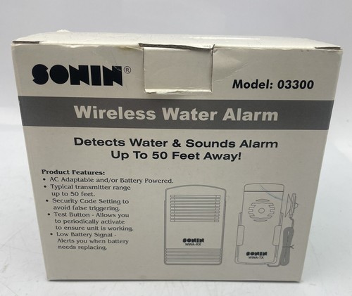 NUEVO 1999 SONIN Inalámbrico Agua Alam Monitor Detector Modelo 03300 Sótano Garaje