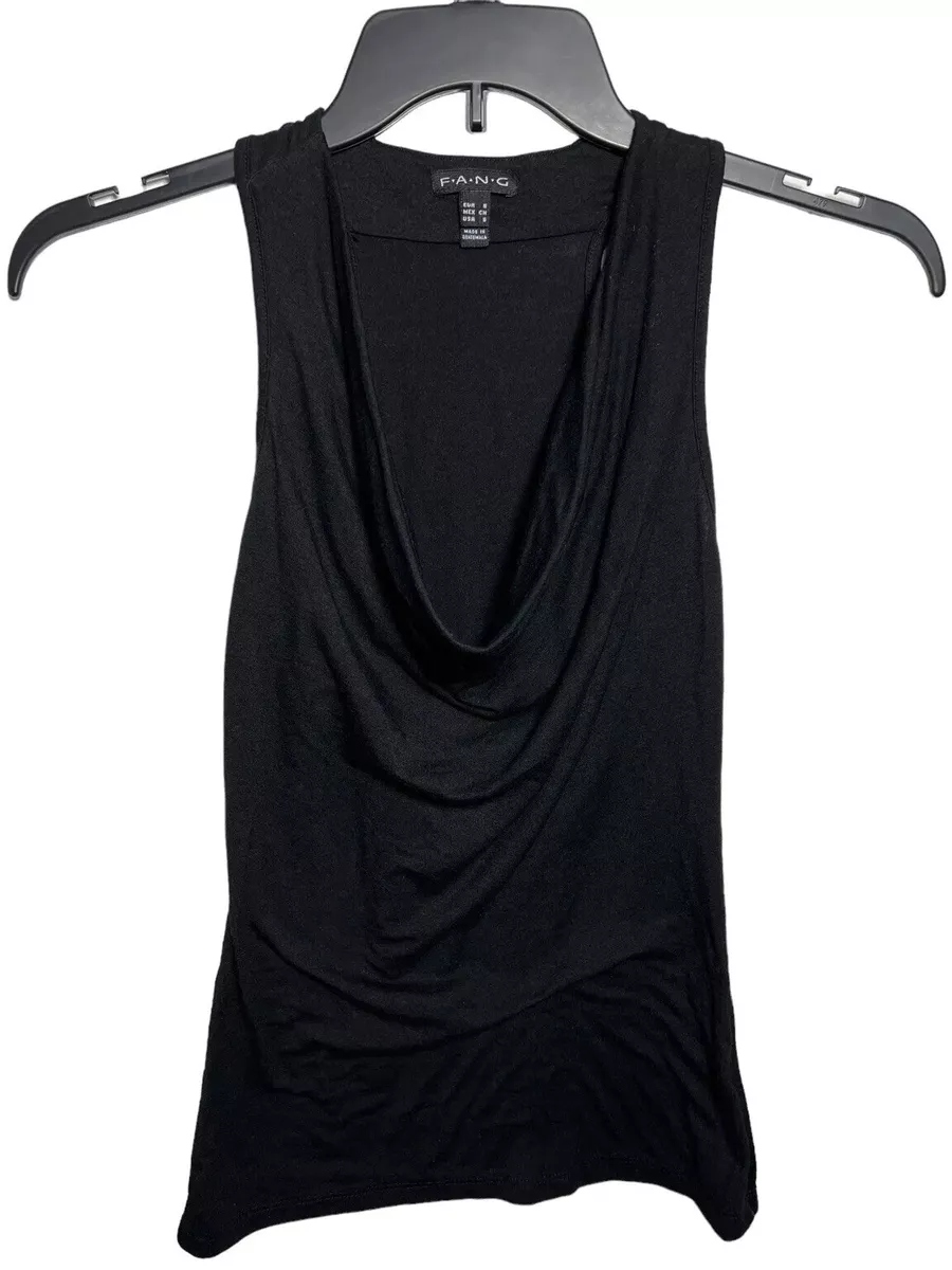 Fang Women's Black Dressy Scoop Neck Tank Top Size S