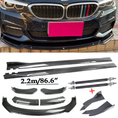 For BMW F10/F11 520i Carbon Fiber Front Bumper Lip Spoiler 86.6'' Side Skirt M