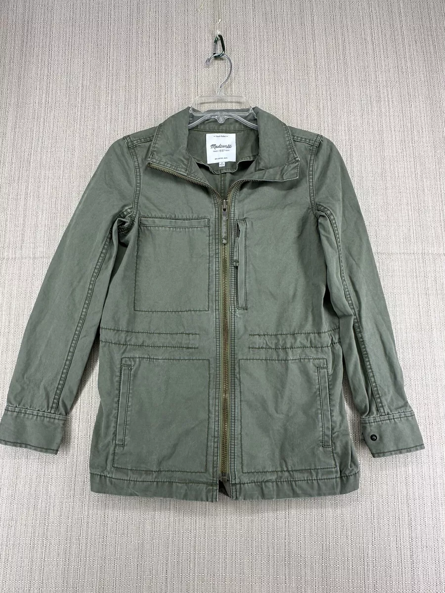 Madewell Womens Olive Green Fleet Jacket Full Zip Military Surplus