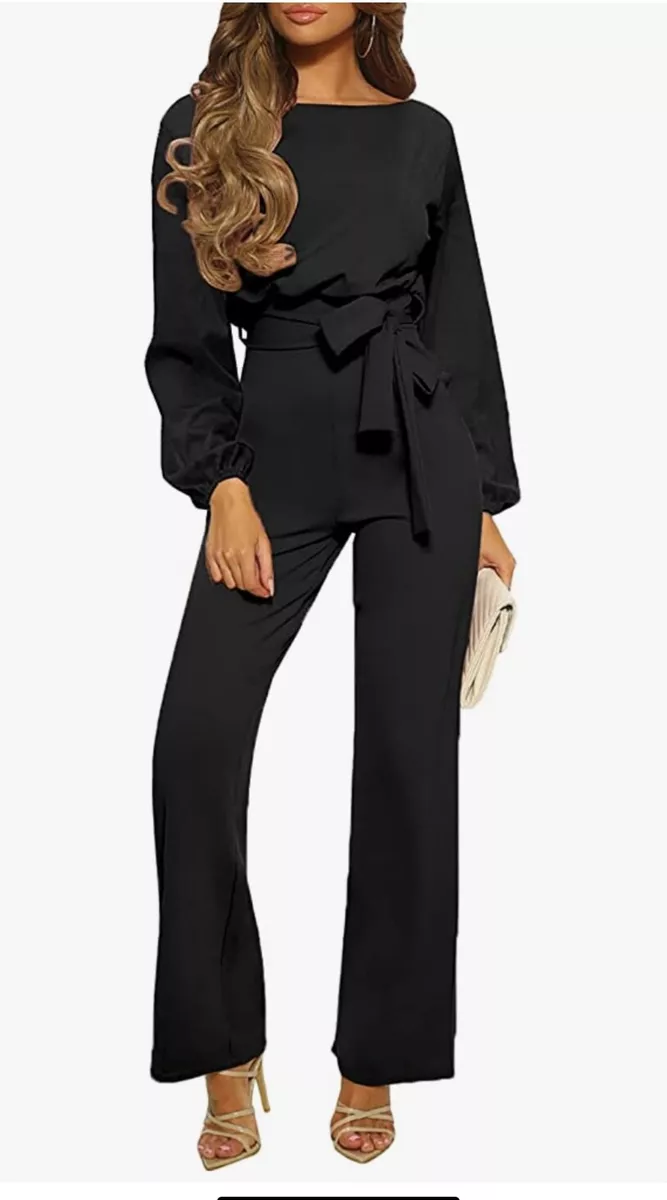 Black long top pant romper
