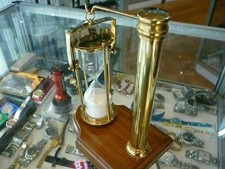 ANTIQUE NAUTICAL HANGING BRASS SAND TIMER MARITIME HOURGLASS