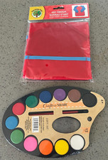 Kids Crafts  Arts Painting Set Watercolor Paint Set w Brush  Red Art Smock NEW