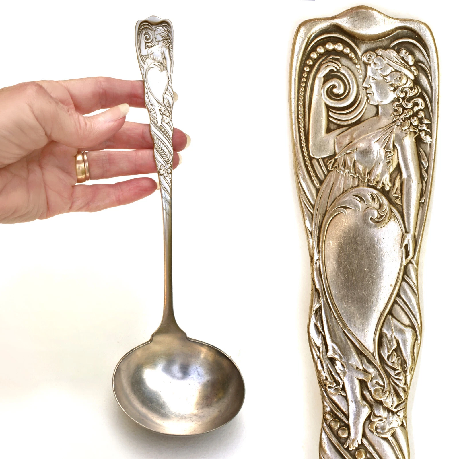 RARE Pre-Civil War Rogers Smith & Co. "Siren" 10 in. Silverplate Antique Ladle