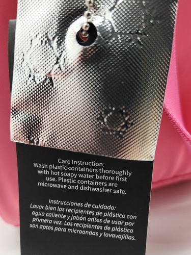 3PC NANETTE LEPORE Pink Insulated Lunch Bag Box Cooler Hot Cold Adult Tote Food - Picture 8 of 13