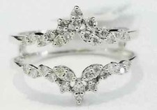 2 Ct Lab Created Round Diamond Enhancer Ring Guard Wrap 14k White Gold Over
