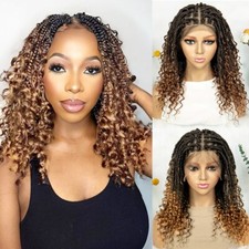 20" Short Boho Braided Wigs for Black Women Full Lace River Loc Box Braiding Wig