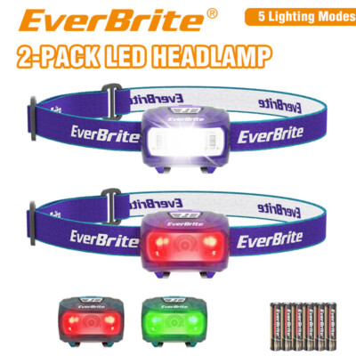 EverBrite 2-Pack Super Bright LED Headlamp 5 Lighting Modes Headlamp Flashlights