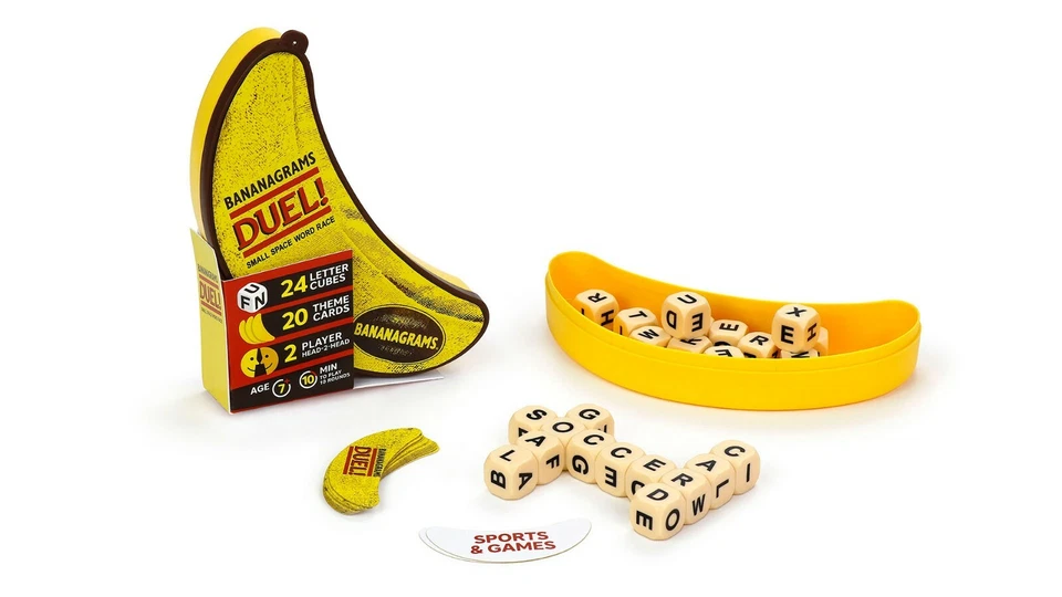 Bananagrams DUEL Cube Game Small Space Word Race Dice 2 Player Fast Educational - Image 3 of 4