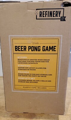 Jeu Beer Pong En Bois Refinery – Version Table Pliante (Neuf En Boîte)