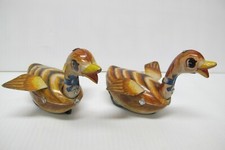Set of 2 Vintage Litho Print Friction Ducks Tin Toys Japan 1950  s 5" long