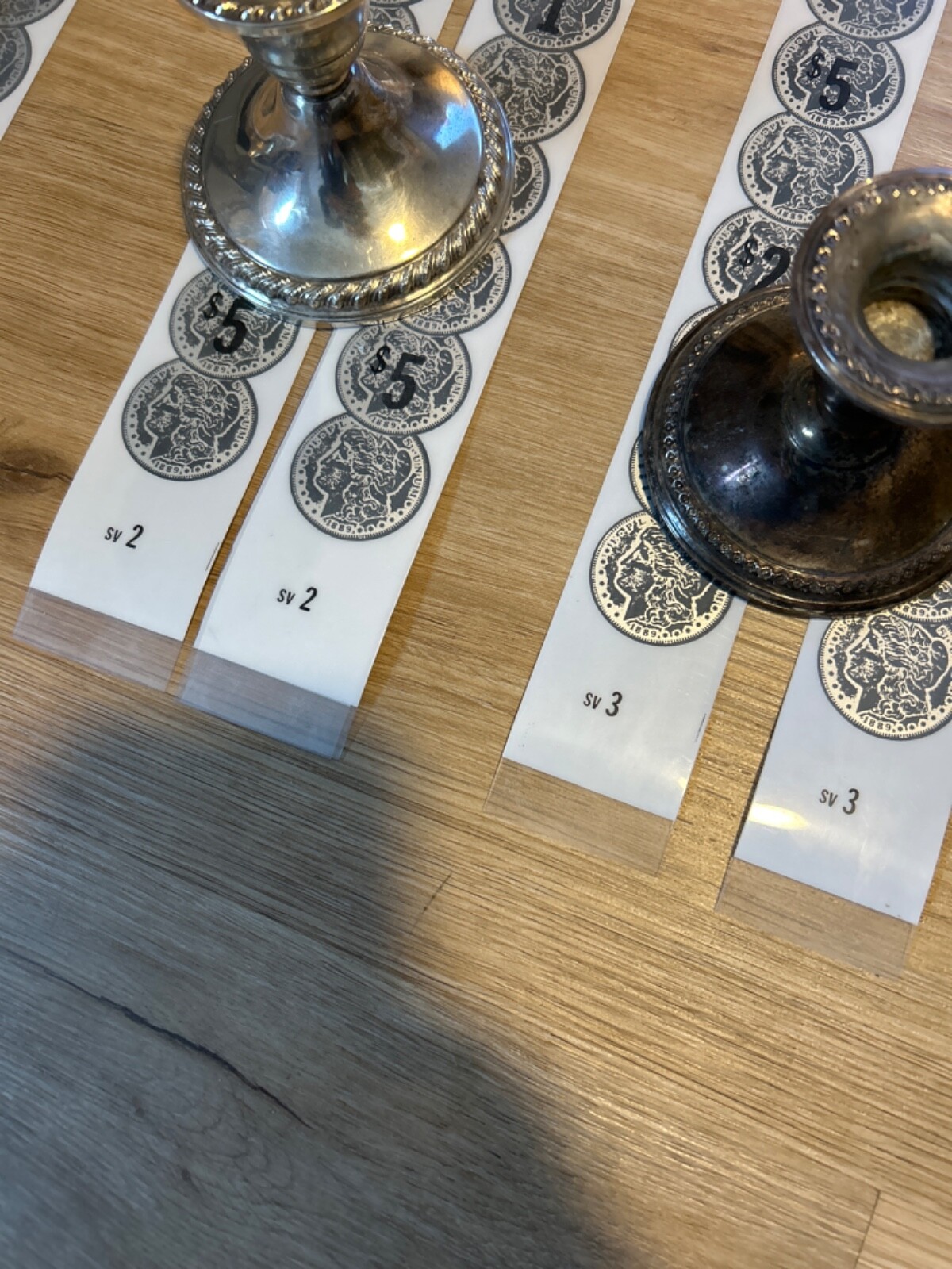 2 Sets of Mills ? Bally Slot Machine Reel Strips Silver Dollar 1 2 5