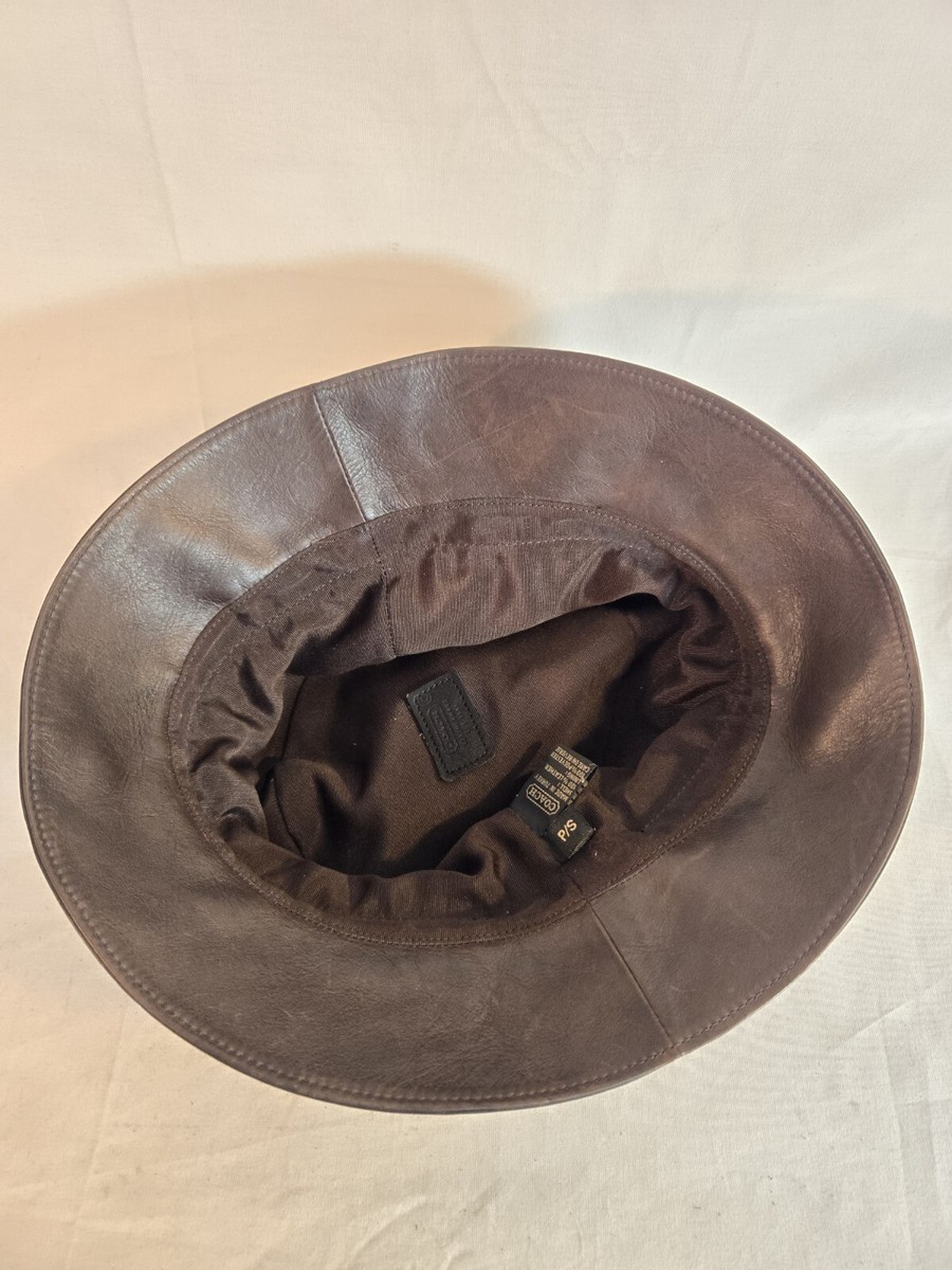 Vintage COACH Small Brown Leather Bucket Hat | eBay