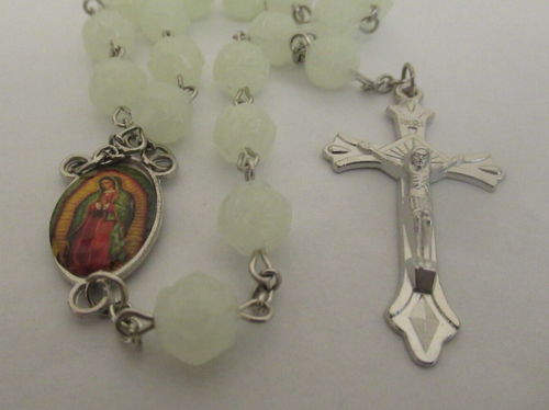 OUR LADY OF GUADALUPE WHITE ROSARY - 20.5" - Picture 2 of 3