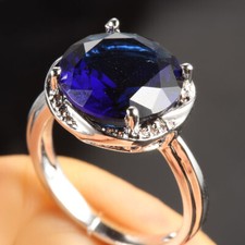 Natural 7.00 Carat 925 Sterling Silver Handmade Blue Sapphire Ring