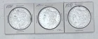 LOT OF 3 MORGAN SILVER DOLLARS NICE DETAILS CLEANED 1880 1882 1889