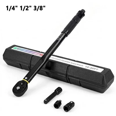 1/4" 1/2" 3/8" Square Drive Torque Wrench 3 in 1 Ratchet 13.6-108.5Nm 10-80Ft-Lb - Image 1 of 4
