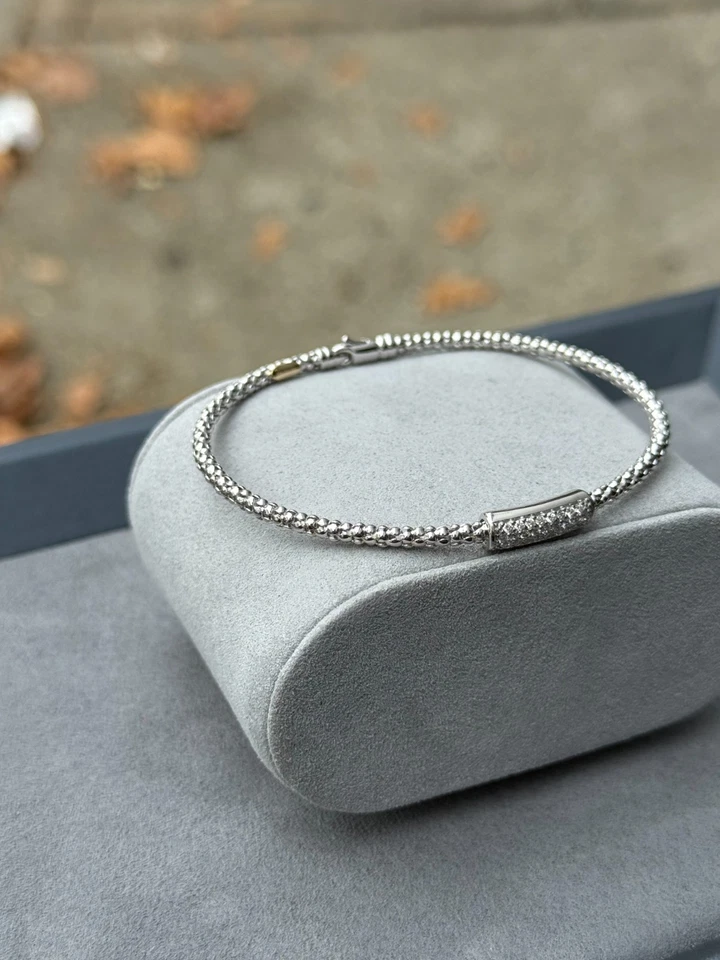 Brazalete Brazalete Flexible Diamante NATURAL 0.50ctw Oro Blanco 14k 7"" Pulgadas - $8000 Foto 4 de 4