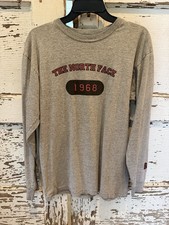 Vintage The North Face Grap Long Sleeve T-Shirt 1986 USA Made Size Large Gray