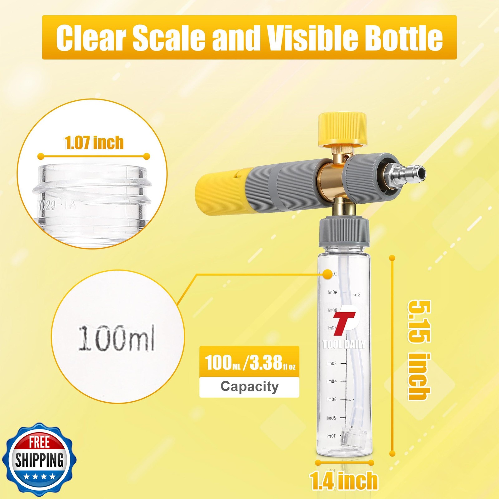 Tool Daily Foam Cannon, Small Foam Cannon for Pressure Washer, 5 Power Washer