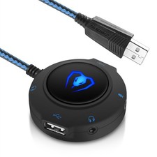 External Sound Card USB Hubs Audio Adapter to USB Port 3.5mm Audio Micro ...