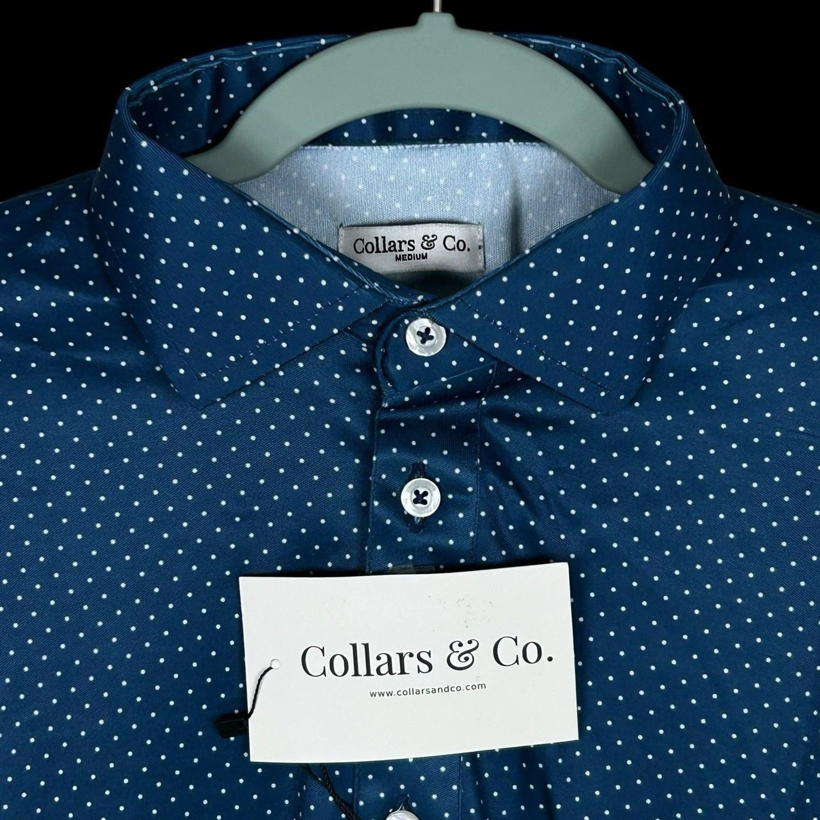 Collars & Co Polo Shirt Mens M Blue Polka Dot Dress Collar Preppy Office NWT
Opens in a new window o