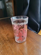 HOWDY DOODY Glass Tumbler PINK WHITE Welch's DING DONG DELL Perfect JELLY JAR