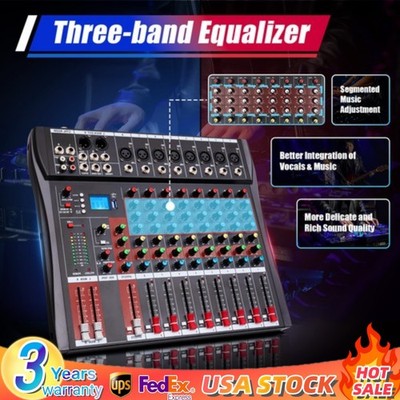 8 Channel Mixing Console Sound USB Bluetooth Live Studio Audio Mixer