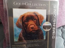Dimensions Gold Collection Petites HOT CHOCOLATE Lab Puppy Cross Stitch Kit