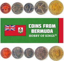 5 Coins from Bermuda | Bermudian Coin Set Collection 1 5 10 25 Cents 1 Dollar |