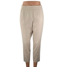 Aritzia Babaton Women's Beige High Rise Tapered Cropped Trousers Pants Size S