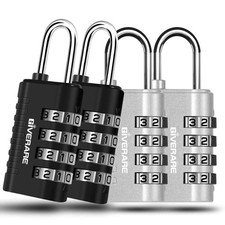 4 Pack Combination Lock, 4-Digit Padlock Keyless, Resettable Metal Luggage Locks