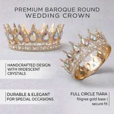 Baroque Rhinestone Bridal Crown Crystal Wedding Tiara Pageant Headpiece