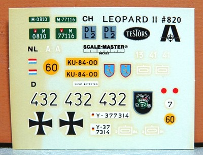 1/35 TESTORS LEOPARD II DECAL SHEET # 820