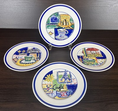 4 Williams Sonoma Japan Parisian Cafe 7 3/4  Salad Plates