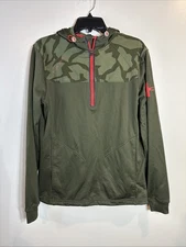 UA Combin Camo Quarter Zip Green Loose Fit performance Hoodie Sz Small excellent