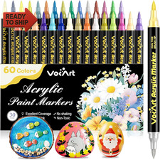 60 Colors Acrylic Paint Markers - 30 Dual Brush Tip Paint Pens Including