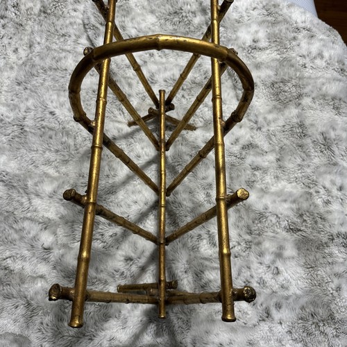 Vintage Faux Bamboo Gold Gilt Metal Magazine Rack Hollywood Regency 18x18x8 - Picture 8 of 8