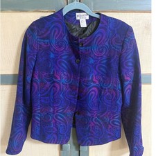 Pendleton Womens Purple Paisley Wool Blazer Jacket Size 6 Made in USA Vintage