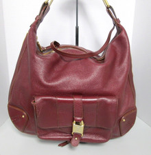 Rare MARC JACOBS Courtney Expandable Zip Hobo Burgundy Rad Leather Handbag ITALY