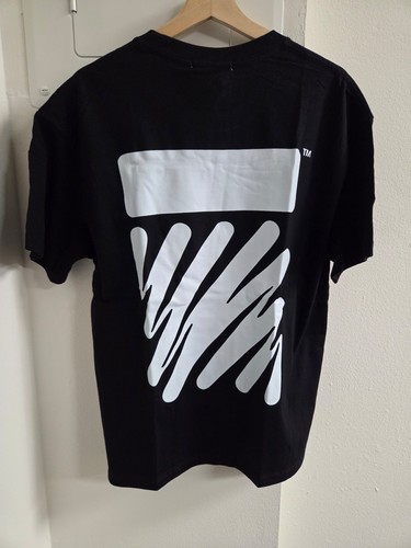 Off Wht Thick Scribble Lines Logo Black T-Shirt Cotton Regular Fit S/M/L/XL T25