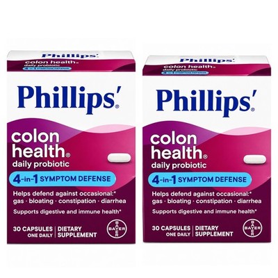 2 PACK Phillips' Colon Health Daily Probiotic Capsules, 30 Count Exp 01/27+