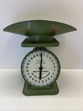 Vintage Green American Family Scale 25 lb With Metal Bowl