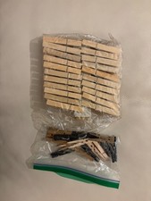 Set of 40 Regular Wooden Clothespins and 12 Mini Wooden Clothespins