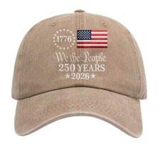 We the People 250th Anniversary Print Baseball Cap, Retro Patriotic Hat