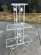 3 Tier White Metal Shelf Decorative Shelves Freestanding Unit Plant Display