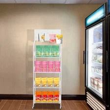 4-Tier Retail Display Rack/Shelf/Frame/Stand Shop Freestand Snack Metal White