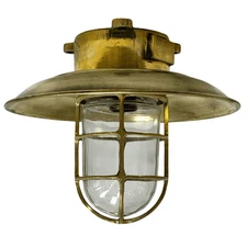 Brass Engine Room Ceiling Light - Optional 10" Rain Cap